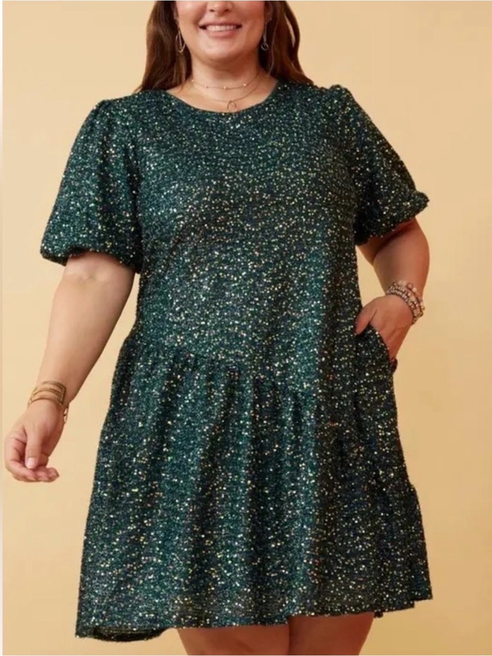Baltic Born | Veera Sequin Mini Dress women’s size 3X puff sleeve ruffles party